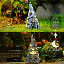 Goodeco Sitting Gnome Holding Flower Statue - Solar Garden Gnomes Decor for Outside with LED Lights, for Women or Moms, Housewarming Gnome Decorations by CozyNest Decor