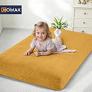 COMAX Kids Bean Bag Chair Turn into Beanbag Bed, Toddler Bean Chair Corduroy for Girl Boy Sleeping, Lazy Children Bean Bags with Filler, Convertible Child Floor Mattress, Yellow by TinyTreasures Baby Boutique