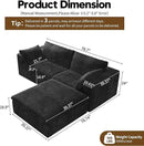 78.74" L Shaped Modern Sofa Modular Sectional Cloud Couch with Ottoman,Upholstered Couches with Plush Corduroy Fabric for Living Room Furniture,Bedroom and Apartment,No Assembly Required,Black by CozyNest Decor