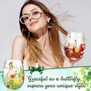 Sliner 2 Pack 17oz Wildflower Stemless Wine Glasses Floral Butterfly Drinking Glasses Spring Flowers Tumbler Cups for Graduation Wedding Mother's Day Birthday Drinking Party Favors by CozyNest Decor