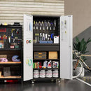 Metal Garage Cabinet with Wheels,71''H Rolling Lockable Steel Tool Storage Cabinet with Pegboard &1 Drawer for Garage,Home,Office,Black Gray, Assembly Required by GreenHaven Gardens