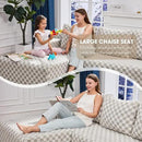 Hobestluk 96“ Modular Sectional Sofa Couches L-Shape Couch 3 Seat Modular Sofa Sectional Couches for Living Room, Cloud Couch with Oversized Chaise (Greygreen, Checked (Left Facing Chaise)) by CozyNest Decor