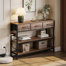 Lulive Entryway Table with Power Outlets, Console Table with 3 Fabric Drawers, Sofa Table for Living Room, Hallway, Couch, Foyer, Height Adjustable (Rustic Brown, 43") by CozyNest Decor
