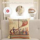 Charlotte Home Furnishings Bayeux Navigo Throw Pillow Cover 16" x 16" – Medieval Ship Decorative Tapestry Cushion Case for Sofa, Couch, & Bed | Cotton Jacquard Woven in Europe | Insert Not Included by CozyNest Decor