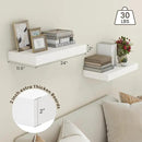 Deep Floating Shelves, 24''W x 12''D Floating Shelves White Set of 2, 12 Inch Deep Large Wood Shelves for Books Living Room Bathroom Laundry Room Bedroom Kitchen Home Office - White by CozyNest Decor