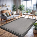 CAMILSON Indoor Outdoor Rug, 5x7 Bordered Gray Modern Area Rugs for Indoor and Outdoor Patios, Kitchen and Hallway Mats, Washable Porch Deck Outside Carpet (Bordered Grey, 5 x 7) by CozyNest Decor