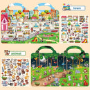 6 Set Reusable Sticker Books for Toddlers 2-4,1-3, Kids 3D Puffy Stickers (Dinosaurs, Forest, Town, Pets, Construction, Insects), Sticker Activity Books by TinyTreasures Baby Boutique