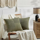 Fancy Homi 2 Packs Olive Green Euro Decorative Throw Pillow Covers 28x28 Inch Room Couch Bed, Rustic Farmhouse Boho Home Decor, Soft Corss Corduroy Patchwork Textured Cushion Case 71x71 cm by CozyNest Decor