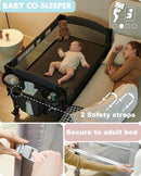 AirClub 4 in 1 Baby Bassinet Bedside Sleeper, 4 Functions Crib, Playard, Portable Changing Table, Bassinet for Newborn Baby, Bedsaide Bed w/Wheels&Brakes by TinyTreasures Baby Boutique
