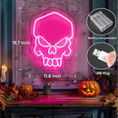 Dimmable Skull Neon Sign,Halloween Pink Neon Sign Light for Wall Decor, Skeleton LED Neon Sign for Beer Bar Bedroom Art,Skull Head Neon Lights Suitable for Computer Room, 5V USB Power 15.75 * 11.8in by CozyNest Decor