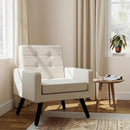 Kromax Mid-Century Modern Accent Chair for Living Room, 496 Lb. Weight Capacity, Dual Armrests, Comfy Extra Large Seat, Timeless Style Perfect for Reading & Relaxing, Beige by CozyNest Decor