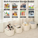 Storage Baskets for Organizing & Shelves, Woven Cotton Rope Organization Bins for Dog Toys, Clothes, Books, Nursery Organizer, 15" Lx11''Wx9.5''H, (4 Packs) Off White by CozyNest Decor