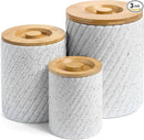 Ceramic Canister Set for Kitchen Countertop & Pantry – 3 Airtight Food Storage Containers for Flour, Sugar & More – Durable White Ceramic with Bamboo Lids by CozyNest Decor