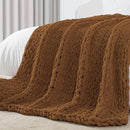 Carriediosa Chunky Knit Throw Blanket 50" X 60", 100% Hand Made Large Chenille Loop Yarn Soft Fluffy Throws for Couch Sofa Bed, Big Crochet Cozy Heavy Thick Cable Woven Blanket, Light Brown by CozyNest Decor