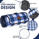 HX&OD Outdoor Picnic Blanket, Extra Large, 80''x60'' Waterproof Foldable Blankets Gingham Picnic Mat for Beach, Camping Grass Lawn Park Accessories Cute Couple Ideas Wedding (Blue, 80”x60”) by TinyTreasures Baby Boutique