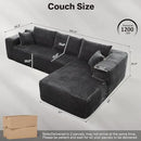 106" Cloud Sectional Couches for Living Room,Plush Corduroy Boneless Couch with Comfy Chaise,L Shaped Sofa in A Box No Assembly Require,Grey by CozyNest Decor