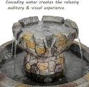 SunJet 25.7” High x 15.3” Diameter Concrete Bird Bath with Faux Stone Finish - Outdoor Water Fountain with Electric Pump - Birdbath for Garden, Patio, Yard, Lawn Décor by GreenHaven Gardens