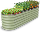 8 X 2 X 1.4 Ft Galvanized Raised Garden Bed,Sturdy and Easy to Assemble Oval Raised Planter Beds Outdoor for Vegetables, Gardening, Flowers, Fruits（Light Green） by GreenHaven Gardens