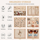AKOZLIN 6-Tier Jewelry Box Organizer Functional 5 Drawers Leather Jewelry Storage Case for Women Girls Ring Necklace Earring Bracelet Holder Organizer with Mirror Champagne by TinyTreasures Baby Boutique