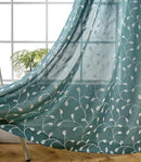 MIUCO Floral Embroidery Semi Sheers Curtain Faux Linen Grommet Window Curtains for Bedroom 52 x 95 Inch 2 Panels, Teal by CozyNest Decor