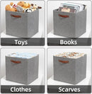 HNZIGE Fabric Storage Cubes Bins Baskets for Shelves Set of 4 Baskets, 13 Inch Storage Bins with Handles, Foldable Storage Cube Organizer Bins Organizing Home Nursery (Gray) by CozyNest Decor