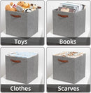 HNZIGE Fabric Storage Cubes Bins Baskets for Shelves Set of 4 Baskets, 13 Inch Storage Bins with Handles, Foldable Storage Cube Organizer Bins Organizing Home Nursery (Gray) by TinyTreasures Baby Boutique