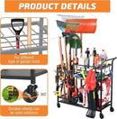 PLKOW Garden Tool Organizer with Wheels, Garden Tool Rack, Yard Tool Holder for Rakes, Shovel, Fertilizer, Garden Tool Storage for Garage, Shed, Outdoor by GreenHaven Gardens