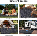 OLANLY Outdoor Rug 9x12 ft Waterproof, Outdoor Plastic Straw Rug with Geometric Pattern Clearance, Reversible RV Mat for Patio, Camping, Balcony, Deck, Backyard, Black & Grey by CozyNest Decor