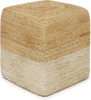REDEARTH · Cube Pouf Ottoman - Braided Pouffe Accent Sitting Square Footrest for Living Room, Bedroom, Nursery, kidsroom, Patio, Gym; 100% Jute (14.5"x14.5"x16"; Natural Ivory) by CozyNest Decor
