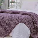 Bigacogo Chunky Knit Throw Blanket for Couch, 40x80 inches, 100% Hand Knitted with Thick Jumbo Chenille Yarn, Cozy Soft Large Rope Knot Cable Crochet Blankets for Sofa Bed Living Room, Winter Grape by CozyNest Decor