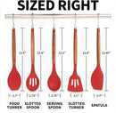 Zulay Kitchen Utensils Set Non-Stick Silicone Cooking Utensils Set with Authentic Acacia Wood Handles - 5 Piece Silicone Utensil Set - Silicone Kitchen Utensils Set with 464°F Heat Resistance - Red by CozyNest Decor