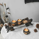 Thai Elephant Tray Carved Rain Tree Wooden Candle Holder by CozyNest Decor