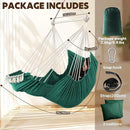 Chihee Hammock Chair Hanging Chair with Foot Rest 2 Cushions Max 500lbs Robust Metal Spreader Bar Collapsible Easy Storage Soft Cotton Swing Chair Strong Strap Iron Carabiner Side Pocket Included by GreenHaven Gardens