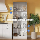 71" Tall Pantry Cabinet with 4 Doors, Kitchen Pantry Storage Cabinet, Freestanding Larder Cupboard, Kitchen Hutch with Gold Handles for Dining Room, Bathroom, White by CozyNest Decor