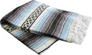Del Mex Classic Mexican Blanket, Large Authentic Woven Falsa Throw (70"x50"), Artisan Southwest Décor for Beach, Yoga, Outdoors (Light Blue) by CozyNest Decor