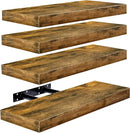Sorbus Floating Shelves for Wall, Bathroom Shelves Wall Mounted for Kitchen, Bedroom, Living Room, Bathroom Storage, Over Toilet, Hanging Book Shelf for Ｗall Home Decor (Rustic Brown, 4 Pack) by CozyNest Decor