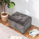 Joveco Storage Ottoman Bench, Rectangle 24" Velvet Foot Rest Stool Square Footstool for Living Room, Bedroom, Charcoal Grey by CozyNest Decor
