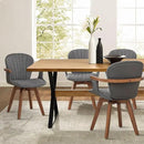LUNLING Swivel Dining Chairs Set of 4, Mid Century Modern Gray Fabric+Faux Leather Kitchen Chairs with Arms,Bamboo Legs Side Chairs No Wheels,Accent Chair for Dining Rooms and Offices(Gray Fabric) by CozyNest Decor