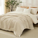 EMME Cotton Blanket King Size for Bed Soft Muslin Blankets 108"x90" Lightweight Breathable Layering Bedspread Coverlet All Season Gauze Blanket, Light Tan by CozyNest Decor