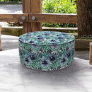 LVTXIII Indoor/Outdoor Inflatable Ottoman, D31 x H14 Inch Large Round Ottoman, All Weather Foot Rest Stool, Portable Footrest for Patio, Garden, Camping and Home - Blue Salmone Tropical by CozyNest Decor