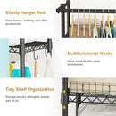 U14 Over Washer and Dryer Storage Shelves, 4 Tiers Laundry Room Storage and Organizer System, Space Saving Clothes Drying Rack with 2 Clothes Hanger Rods, 66.5" W x 20.5" D x 77.4" H, Black by CozyNest Decor