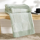 Amélie Home Chenille Knit Throw Blanket for Couch, Checkered Texture Decorative Soft Blanket for Sofa, Bed & Living Room, 50"x60", Sage Green & White by CozyNest Decor