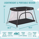 Dream On Me Travel Light Playard with Mesh Zipper Door in Black by TinyTreasures Baby Boutique