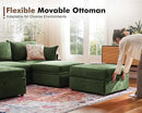 102.6" Modular Sectional Sofa, L Shaped Couch Set for Living Room, 3-Seater Comfy Cloud Couches with Movable Storage Ottoman,DIY Combination - Chenille Green by CozyNest Decor