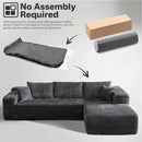 106" Cloud Sectional Couches for Living Room,Plush Corduroy Boneless Couch with Comfy Chaise,L Shaped Sofa in A Box No Assembly Require,Grey by CozyNest Decor