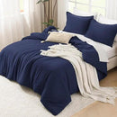 Litanika Navy Blue Twin/Twin XL Comforter Set, 2 Pieces Lightweight Solid Bedding Comforter Set, All Season Fluffy Bed Set (66x90In Comforter & 1 Pillowcase) by CozyNest Decor