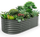 A ANLEOLIFE 8x4x2ft Galvanized Raised Garden Bed Kit, Oval Metal Deep Root Planters for Outdoor Plants Vegetables Flowers Herb, Large Bottomless, 478 Gallon Capacity- Quartz Grey by GreenHaven Gardens