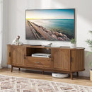 70" Fluted TV Stand for Tvs up to 80", Mid-Century Modern Entertainment Center with Drawers and Fluted Doors, Curved TV Media Console Table with Sliding Doors for Living Room, Bedroom (70") by CozyNest Decor