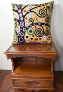 Klimt Yellow Tree of Life Pillow Cover Gold Floral Pillowcase Flower Botanical Gold Accent Suzani Sofa Cushions Kids Room Cushions Hand Embroidered Wool Size - 18x18 by CozyNest Decor