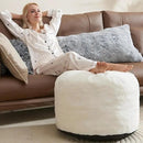 Pouf Ottoman Foot Rest 26"x18" Footstools and Ottomans Small with Filling Cream Small Beige Ottoman Foot Rest Ivory Poofy Ottom Stool Soft Poofs/Ottomans Furniture Living Room Ottom Footstool by CozyNest Decor